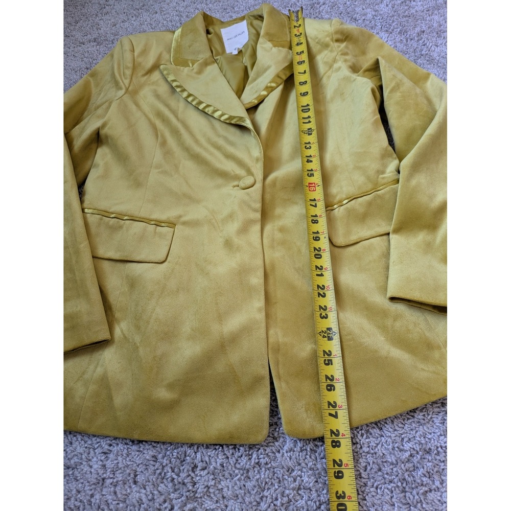 Avec Les Filles Faux‎ Suede Satin Trim Tuxedo Jacket Blazer Gold Holiday Size S - Picture 6 of 9